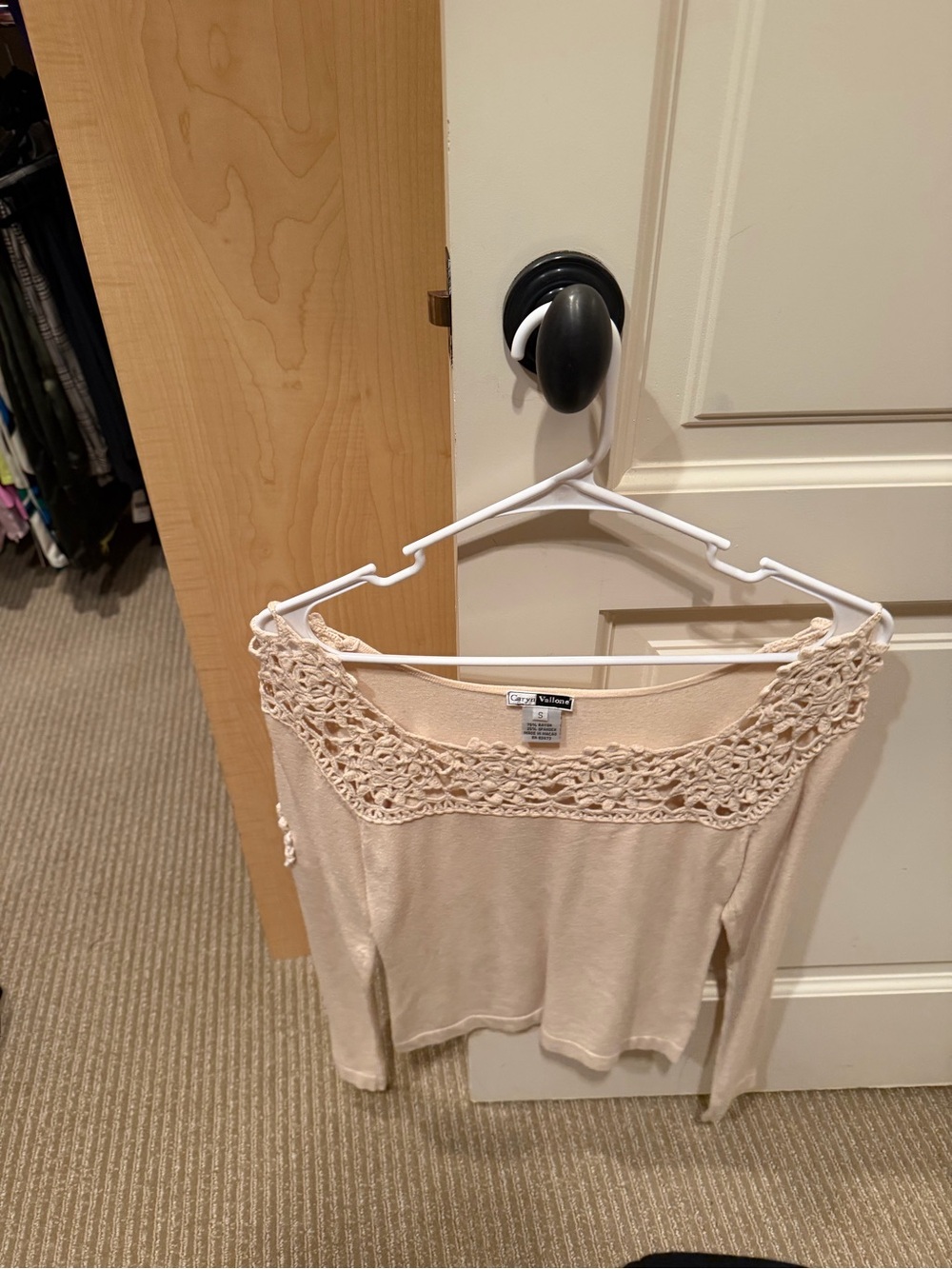 Crochet Yoke Lightweight Top - Cream
